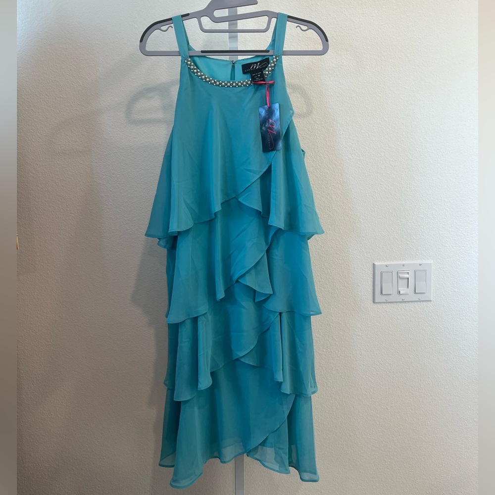 Midnight Velvet Turquoise Layered Dress